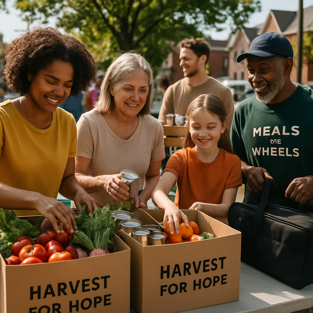 Community volunteers distributing meals during a food drive